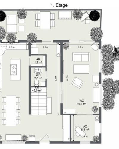 Floorplan letterhead - Institut für Innenarchitektur - 1. Etage - 2D Floor Plan